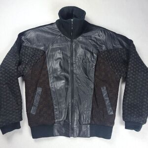 Bermans Women's Jacket Size Medium Black Leather Acrylic Retro Punk Vintage